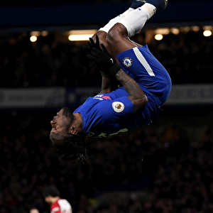 Chelsea's Victor Moses Celebrates Second Goal Against West Bromwich Albion in Premier League