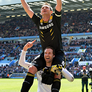 Chelsea's Victory Embrace: Petr Cech Lifts Frank Lampard at Villa Park (May 11, 2013)