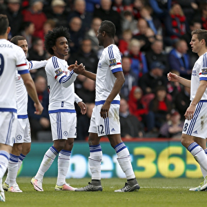 Chelsea's Willian and John Obi Mikel: A Celebration of Goal Number Three Against AFC Bournemouth (April 2016)