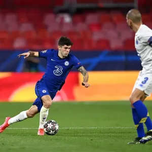 Christian Pulisic at Empty Chelsea vs Porto UEFA Champions League Quarterfinal, Seville, Spain - April 2021 Christian Pulisic at Empty Chelsea vs Porto UEFA Champions League Quarterfinal, Seville, Spain - April 2021