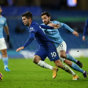 Cristian Pulisíc en el Estadio de Stamford Bridge: El Chelsea contra el Manchester City, Liga Premyer de Inglaterra y Londres. Inglés - España; Reino Unido Cristian Pulisíc en el Estadio de Stamford Bridge: El Chelsea contra el Manchester City, Liga Premyer de Inglaterra y Londres. Inglés - España; Reino Unido