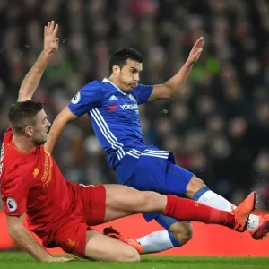 Print of Pedro vs. Henderson at Anfield, January 31, 2017 Print of Pedro vs. Henderson at Anfield, January 31, 2017