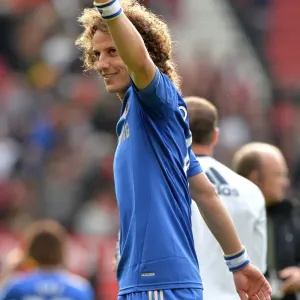 Print of David Luiz Saluting Chelsea Fans at Old Trafford Print of David Luiz Saluting Chelsea Fans at Old Trafford