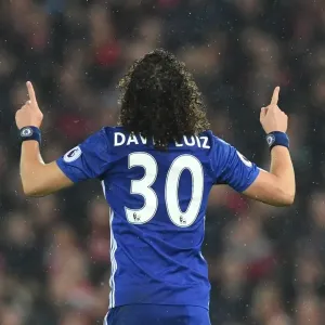Print of David Luiz scoring at Anfield Print of David Luiz scoring at Anfield