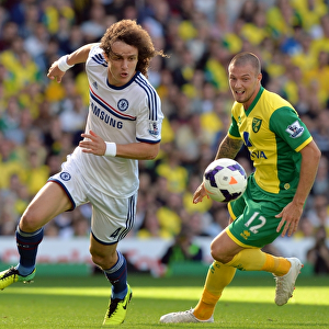 David Luiz vs. Anthony Pilkington: A Football Showdown at Carrow Road - Barclays Premier League (6th October 2013)