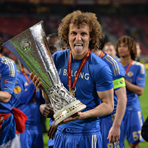 David Luiz's Triumphant Europa League Victory Celebration: Chelsea vs. Benfica (Amsterdam Arena, May 16, 2013)