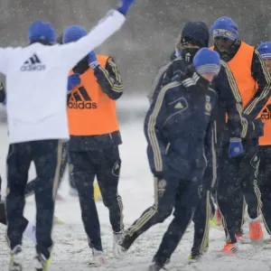 Dembba Ba en action : l'entraînement du Chelsea FC au terrain de Cobham, championnat premier league Dembba Ba en action : l'entraînement du Chelsea FC au terrain de Cobham, championnat premier league
