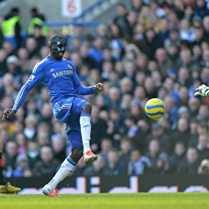 Determined Demba Ba: Chelsea Star's Brave Attempt Against Brentford Goalkeeper in FA Cup Fourth Round Replay