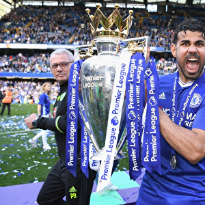 Diego Costa Celebrates Premier League Victory with Chelsea after Chelsea v Sunderland Match