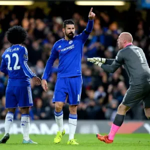 Diego Costa Print: Stamford Bridge Goal Celebration Diego Costa Print: Stamford Bridge Goal Celebration