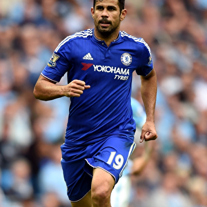Diego Costa's Thrilling Showdown: Manchester City vs. Chelsea - Barclays Premier League, Etihad Stadium (August 2015)
