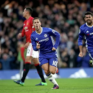 Eden Hazard and Diego Costa: Unstoppable Duo Celebrates Chelsea's Third Goal Against Manchester United