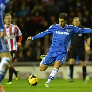 Print of Eden Hazard scoring Chelsea's third goal