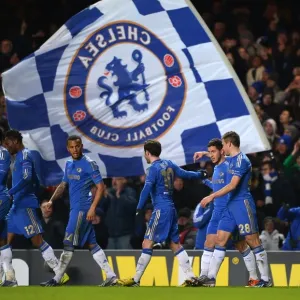 Print of Eden Hazard scoring first Europa League goal for Chelsea against Sparta Prague Print of Eden Hazard scoring first Europa League goal for Chelsea against Sparta Prague