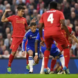 Print of Eden Hazard's First Goal for Chelsea at Anfield Print of Eden Hazard's First Goal for Chelsea at Anfield