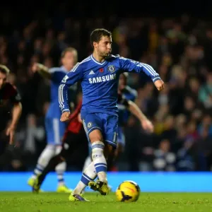 Print of Eden Hazard scoring Chelsea's second goal from the penalty spot