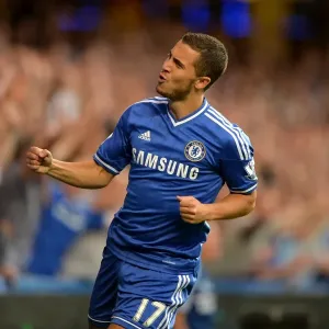 Print of Eden Hazard's Celebration After Aston Villa Own-Goal