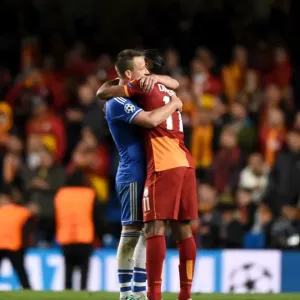 Print of John Terry and Didier Drogba Embrace Print of John Terry and Didier Drogba Embrace