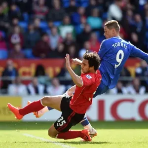 Print of Fernando Torres scoring Chelsea's second goal against Cardiff City