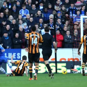 Print of Fernando Torres Scoring for Chelsea Against Hull City