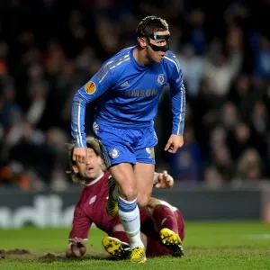Print of Fernando Torres scoring for Chelsea against Rubin Kazan Print of Fernando Torres scoring for Chelsea against Rubin Kazan