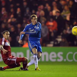 Tir de decisión del cuarto rondeo de la Copa FA, Fernando Torres, Chelsea contra Middlesbrough el 27 febrero 2013