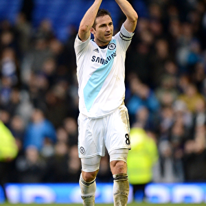 Frank Lampard's Triumphant Acknowledgment: Chelsea's Barclays Premier League Victory at Everton's Goodison Park (December 30, 2012)