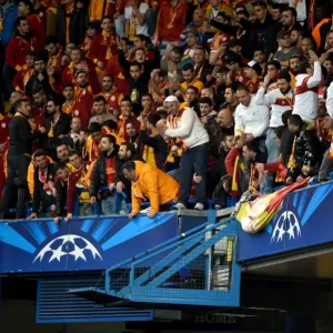 Galatasaray Fans Print, UEFA Champions League Match at Stamford Bridge Galatasaray Fans Print, UEFA Champions League Match at Stamford Bridge