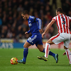 Intense Battle for Ball Possession: Eden Hazard vs. Erik Pieters, Premier League 2015