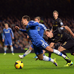 Intense Battle at Stamford Bridge: Eden Hazard vs. Pablo Zabaleta - Chelsea vs. Manchester City, Barclays Premier League (October 27, 2013)