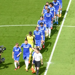 Print of John Terry Leading Chelsea Players Out at Stamford Bridge