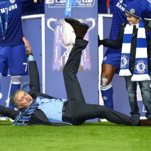 Jose Mourinho and Chelsea Team Celebrate Carling Cup Victory Print