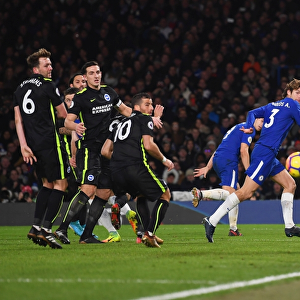Marcos Alonso Scores Chelsea's Second Goal Against Brighton in Premier League Clash at Stamford Bridge
