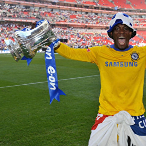 Michael Essien Celebrates FA Cup Victory with Chelsea after Winning against Everton at Wembley Stadium (2009)