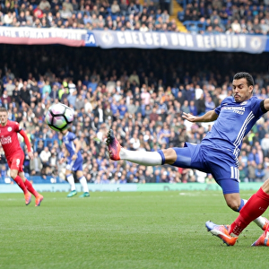 Pedro vs Fuchs: Intense Battle for Ball Possession in Chelsea vs Leicester City Premier League Clash at Stamford Bridge