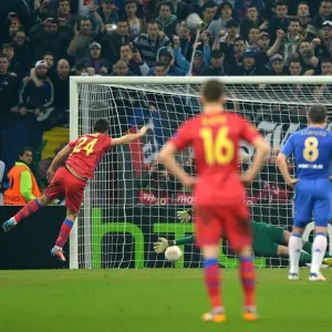 Print of Raul Rusescu Scoring Penalty for Steaua Bucharest Against Chelsea Print of Raul Rusescu Scoring Penalty for Steaua Bucharest Against Chelsea