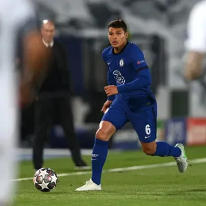 Real Madrid vs. Chelsea: UEFA Champions League Semi-Final - Thiago Silva in Action at Empty Estadio Alfredo Di Stefano Real Madrid vs. Chelsea: UEFA Champions League Semi-Final - Thiago Silva in Action at Empty Estadio Alfredo Di Stefano