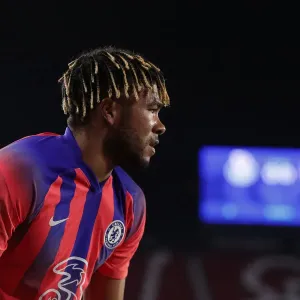 Reece James in Empty Estadio Ramon Sanchez Pizjuan: FC Porto vs. Chelsea FC, UEFA Champions League Quarterfinal (April 2021) Reece James in Empty Estadio Ramon Sanchez Pizjuan: FC Porto vs. Chelsea FC, UEFA Champions League Quarterfinal (April 2021)