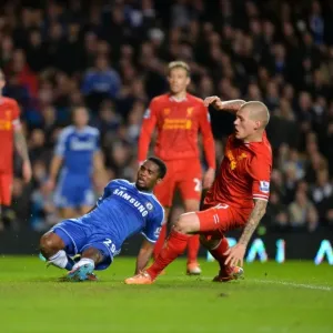 Print of Samuel Eto'o Scoring for Chelsea at Stamford Bridge Print of Samuel Eto'o Scoring for Chelsea at Stamford Bridge