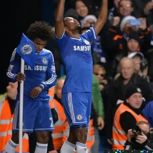 Print of Samuel Eto'o Celebrating Chelsea's Second Goal Against Liverpool Print of Samuel Eto'o Celebrating Chelsea's Second Goal Against Liverpool