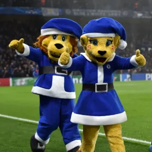 Santa's Lion Pride Print: Bridgette and Stamford at Chelsea FC Match Santa's Lion Pride Print: Bridgette and Stamford at Chelsea FC Match