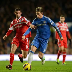 Chelsea FC Print - Fernando Torres and Esteban Granero in Action