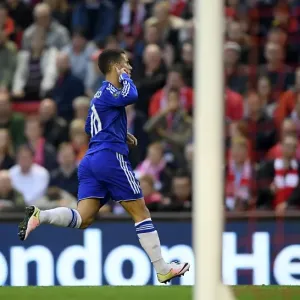 Print of Eden Hazard's Premier League Goal Against Liverpool 2015-16 Print of Eden Hazard's Premier League Goal Against Liverpool 2015-16