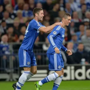 Torres and Cahill: Celebrating Chelsea's Opening Goal in Schalke 04 vs. UEFA Champions League Torres and Cahill: Celebrating Chelsea's Opening Goal in Schalke 04 vs. UEFA Champions League