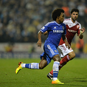 Willian in Action: Chelsea's Star Player Takes On Swindon Town in Capital One Cup Third Round