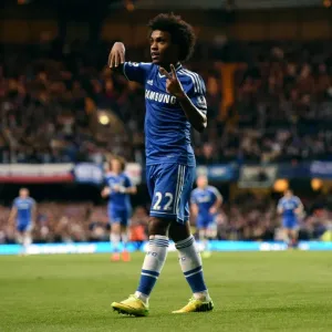 Willian's Double Print - Chelsea Player Celebrates Goal Against Stoke City
