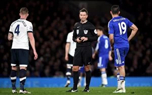 Images Dated 2nd May 2016: Alderweireld vs. Costa Showdown: Clattenburg Referees Heated Chelsea vs. Tottenham Clash (2015-16)