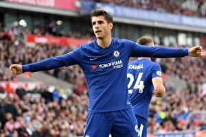 Images Dated 23rd September 2017: Alvaro Morata's Hat-Trick: Chelsea's Triumph Over Stoke City in the Premier League