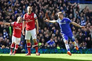 Football Chelseafcexclusive Collection: Andre Schurrle Scores Chelsea's Second Goal: Chelsea vs. Arsenal, Barclays Premier League