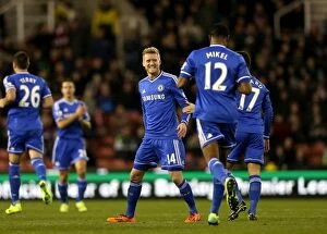 Images Dated 7th December 2013: Andre Schurrle's Double: Chelsea's Second Goal vs Stoke City (December 2013)